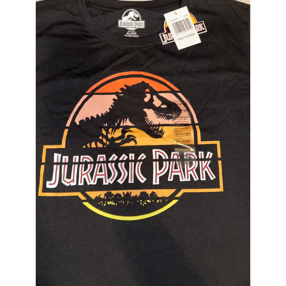 Jurassic Park Mens Graphic T-Shirt Black XL NWT T-Rex Logo Retro Movie‎ Tee